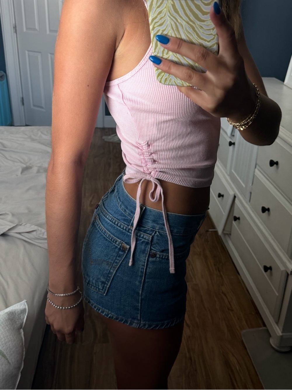 PacSun Light Pink Side-Ruched Crop Tank